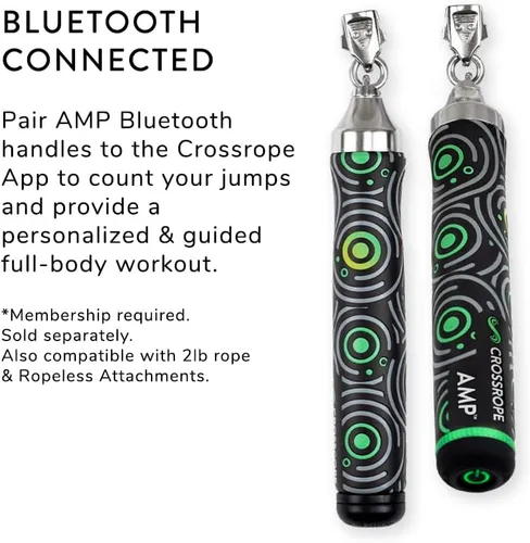 Vista 3 de Crossrope AMP - Asas inteligentes para cuerda de saltar, mango conectado con Bluetooth, compatible con cuerdas de saltar Crossrope - Entrenamiento