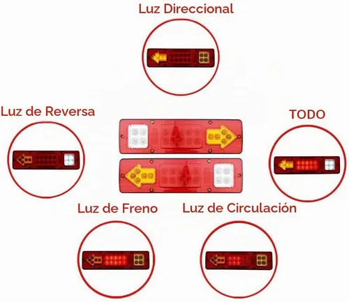 Vista 6 de RV 19 luces LED traseras de remolque rojo blanco ámbar integrado señal de giro lámpara de funcionamiento para ATV camión (12V) 2
