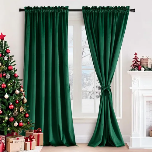 Vista 29 de JIUZHEN Cortinas de terciopelo beige de 63 pulgadas de ancho x 63 pulgadas de largo, cortinas de terciopelo retro suaves con bolsillo para barra