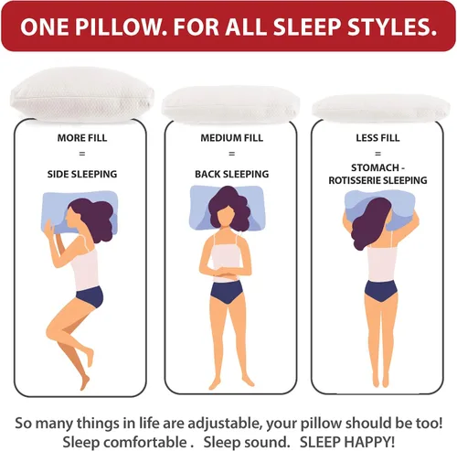 Vista 4 de Core Products Almohada ajustable – Loft personalizable con relleno de plumón alternativo para dormir de lado, espalda o estómago; espuma