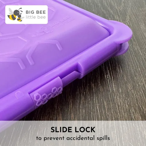 Vista 14 de Big Bee, Little Bee - SoftShell Contenedor de silicona reutilizable para almacenamiento de alimentos con tapa de concha conectada, fácil de limpiar