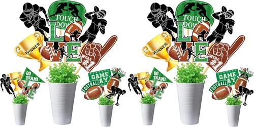Vista 9 de 24 piezas de centros de mesa de fútbol para fiesta de fútbol, decoración de mesa de rugby para el día del juego, fútbol, touchdown, fiesta, tema