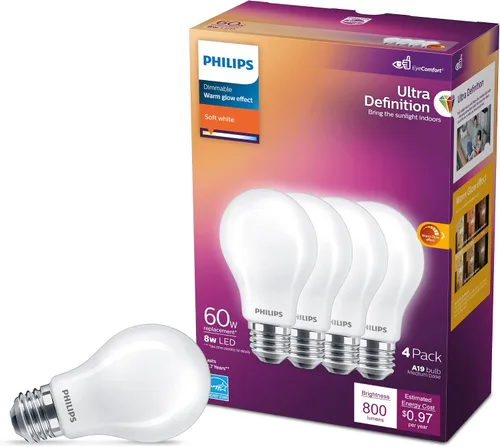 Vista 5 de Philips LED Bombilla BR30 regulable esmerilada sin parpadeo – Tecnología EyeComfort – 650 lúmenes y sin parpadeo – Bombilla A19 esmerilada regulable