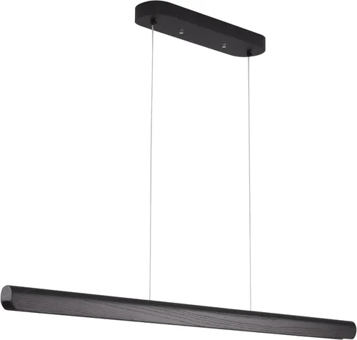 Vista 10 de Lámpara colgante lineal natural de madera maciza de 3 luces, moderna lámpara colgante LED regulable, candelabro para mesa de comedor, isla