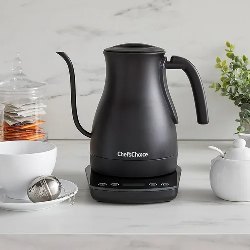 Vista 2 de Chef'sChoice - Hervidor eléctrico de cuello de cisne, perfecto para vertidos, construcción de acero inoxidable, 1200 vatios con apagado automático