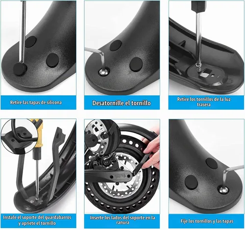 Vista 7 de Guardabarros trasero para scooter, soporte de repuesto para guardabarros, compatible con Xiaomi 1S / M365 / Pro