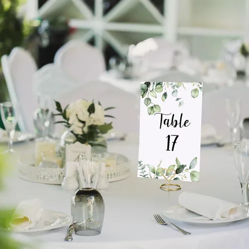 Vista 7 de Spakon 52 piezas de números de mesa de boda 1-25 y 1 tarjeta de cabeza con 26 soportes dorados de números de mesa de corazón para boda, cumpleaños
