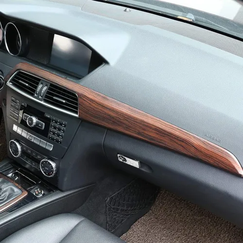 Vista 5 de Panel de cubierta de tablero de consola central de automóvil de grano de pino ABS para Mercedes Benz Clase C W204 2010-2013 Accesorios de conducción