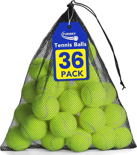 Vista 10 de FURWEY - Pelotas de tenis, paquete de 24/36/80 pelotas de tenis a granel, pelotas de tenis sin presión, vienen con bolsa de malla para un fácil
