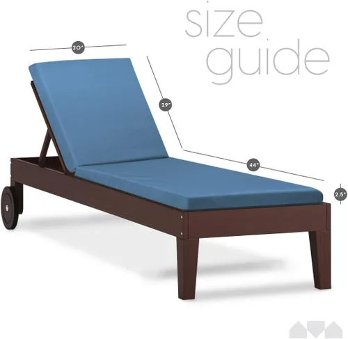 Vista 2 de Milliard Cojín de espuma viscoelástica para silla de césped, con funda impermeable y lavable, color azul, 73 x 21 x 2.5 pulgadas