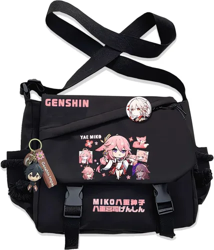Vista 15 de Bolso Furina Crossbody Bag Single Shoulder Bag Adulto Anime 3D Print Mochila Negro Bolsa