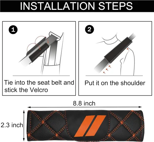 Vista 4 de YOSRTER 2PCS Almohadillas de Cuero para Cinturón de Seguridad para Dodge Charger Durango Challenger Journey Protección de Correa de Hombro Ajuste