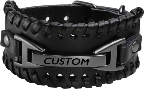 Vista 6 de Eigso Pulsera de cuero trenzado vintage punk con hebilla de cierre para hombres y mujeres
