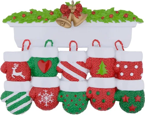 Vista 11 de MAXORA Adorno personalizado para árbol de Navidad de familia de 2 mitones 2023, tradición familiar, recuerdo de Navidad, colección de regalo