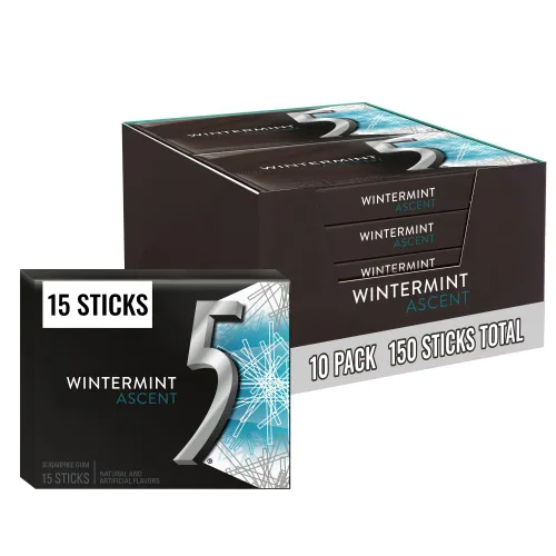Vista 15 de 5 GUM React Mint Goma de Mascar sin Azúcar Paquete Grande (10 paquetes x 15 palitos) Sabor Intenso y de Larga Duración