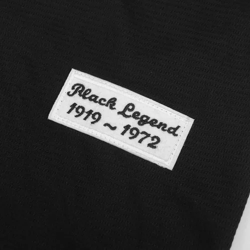 Vista 8 de Dabuliu Camiseta de béisbol retro Black Legend 42 para hombre, parches bordados, camisetas hipster hip hop cosidas
