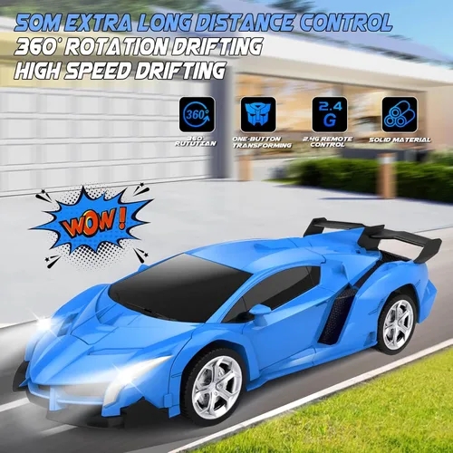 Vista 6 de Transform - Coche de juguete a control remoto para niños de 4 a 8 años, auto a control remoto para niños de 4 a 7 años, autos transformables
