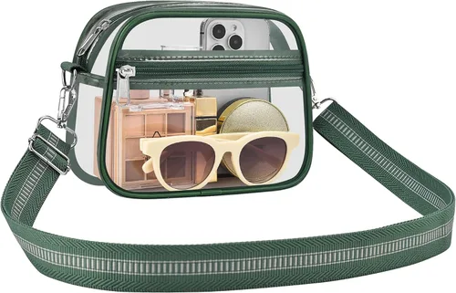 Vista 20 de Bolsa transparente para eventos de estadio, bolsa transparente para mujer, bolsa cruzada, correa de hombro ajustable para conciertos, deportes