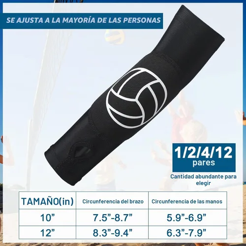 Vista 2 de Minatee Mangas de brazo de voleibol Mangas de antebrazo de pase y golpe con almohadillas de protección y agujero para el pulgar