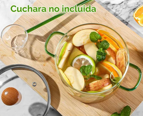 Vista 5 de Olla de cocina de vidrio de 2 L, 68 oz/67.6 fl oz Resistente al calor, sin BPA, fácil limpieza, seguro para horno, lavavajillas, estufa de gas