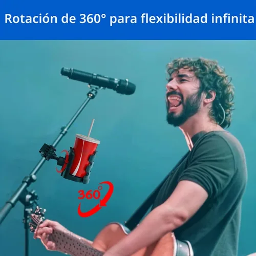 Vista 4 de Soporte de micrófono ajustable para bebidas con soporte de micrófono giratorio de 360°, soporte universal para botella de agua, soporte para taza