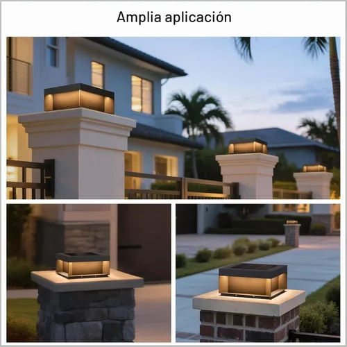Vista 8 de MVBT Luz solar de poste de 11.8 pulgadas, luces de pilar modernas para exteriores, impermeable, 3000 K, lámpara LED de columna de puerta de patio