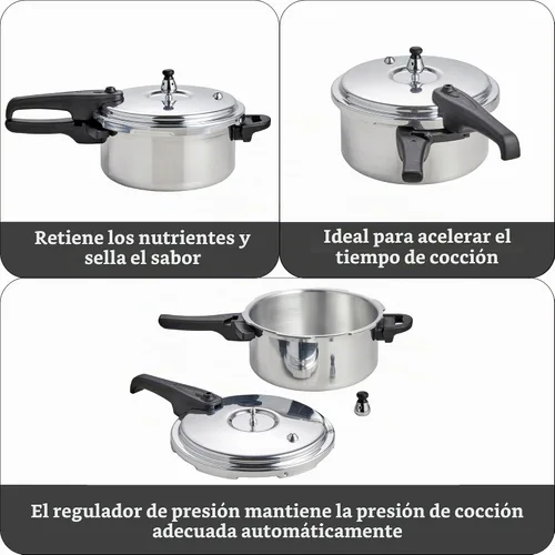 Vista 2 de IMUSA Olla a presión de aluminio para estufa de 4.2 cuartos de galón con válvulas de seguridad para una apertura sin riesgos