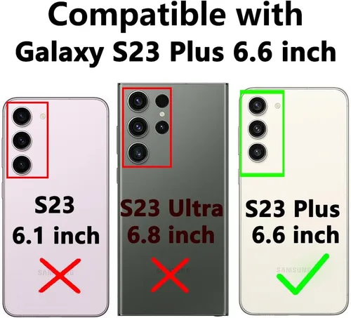 Vista 2 de Funda para Galaxy S23 Plus, con protectores de pantalla HD y funda para cámara, [grado militar] de 16 pies. Funda a prueba de caídas con funda Negro