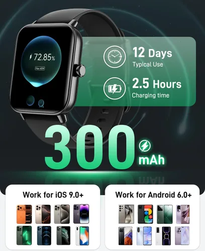 Vista 6 de Relojes inteligentes para hombres (Android y iPhones), 1.85 pulgadas HD Alexa incorporado Smart Wacth con monitor de frecuencia cardíaca, rastreador