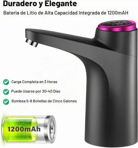 Vista 4 de Dispensador de agua de 5 galones - Bomba de agua potable eléctrica automática con carga USB para jarras de 2 a 5 galones