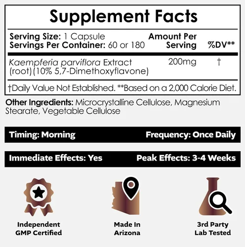 Vista 2 de Nootropics Depot Cápsulas de extracto de jengibre negro 10% 5,7-dimetoxiflavona 60