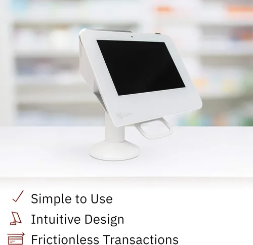 Vista 5 de DCCStands - Soporte de terminal giratorio e inclinable con trébol Mini/Clover Mini 3, perfil bajo, color blanco