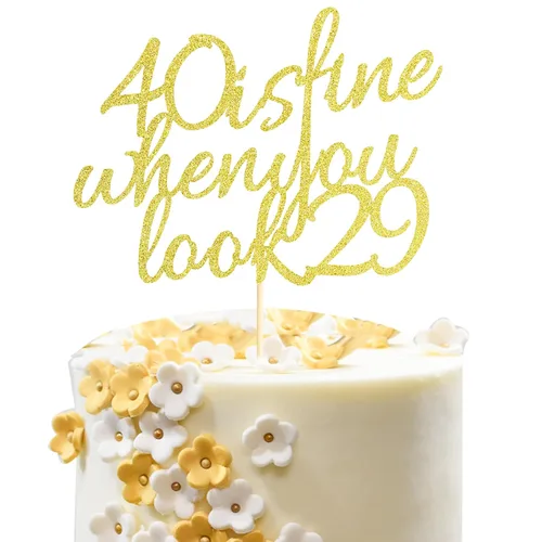 Vista 8 de Arthsdite 40 Is Fine When You Look 29 – Decoración para pastel de cumpleaños – 40 cumpleaños para mujeres, jefas, esposa, compañeros de trabajo