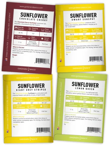 Vista 5 de Gardeners Basics Semillas de girasol para plantar flores, terciopelo Queen, rascacielos, reina limón, gigante, belleza otoñal, cereza de chocolate