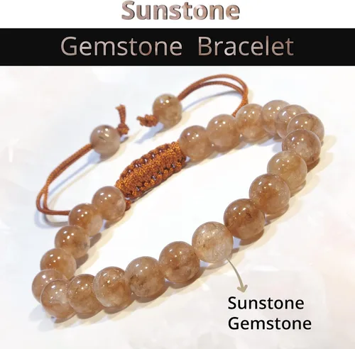 Vista 274 de Adjustable Crystal Bracelet – Gemstone Bead Bracelet with Adjustable Macrame String – Chic Gemstone Bracelet for Men and Women – 8mm Round Healing