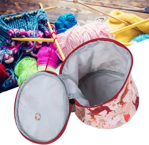 Vista 4 de QANYEGN Bolsa de almacenamiento de hilo, cuchillo portátil, bolsa de almacenamiento de micro ganchillo, para ganchillo, madejas de hilo, alicates