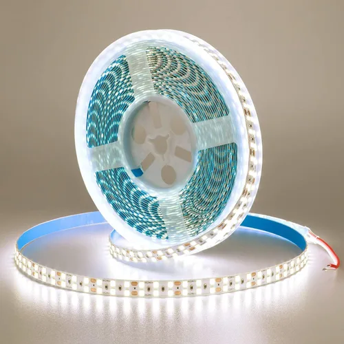 Vista 9 de Tira de luz LED de doble fila de 24 V, 32.8 pies, color blanco cálido, 3000 K, 2400 LED, 2835SMD, 160 W, alto brillo, 11000 lm, cinta flexible IP20