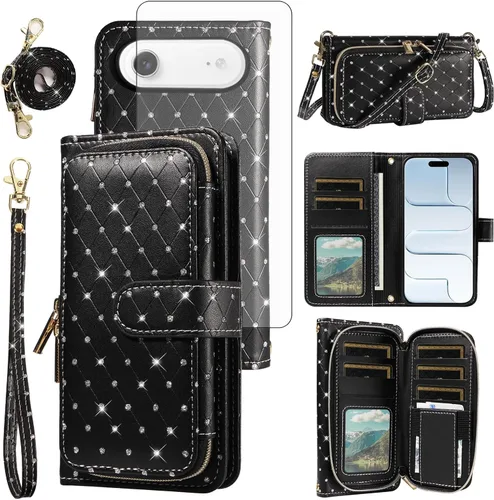 Vista 50 de Funda para teléfono iPhone 6 6S con cremallera y protector de pantalla con protector de pantalla, correa de cordón cruzado, ranura para iPhone 6 Six