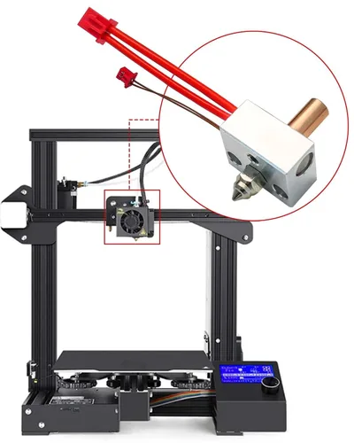 Vista 2 de Kit de bloque de calentador de extrusor de 0.016 in para Sprite de alta temperatura 572.0 °F compatible con FDM, Ender 3 S1, Ender 3 S1 Pro