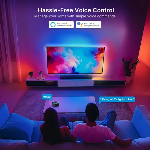 Vista 4 de deerdance Retroiluminación LED para Smart TV con sincronización HDMI2.0 4K60Hz, tira de luces LED y cambio de color controlado por aplicación