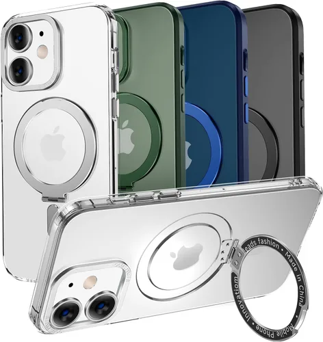 Vista 8 de MAGIC JOHN Funda para iPhone 11 [compatible con Magsafe] [con soporte de metal magnético] [a prueba de golpes de grado militar] Negro