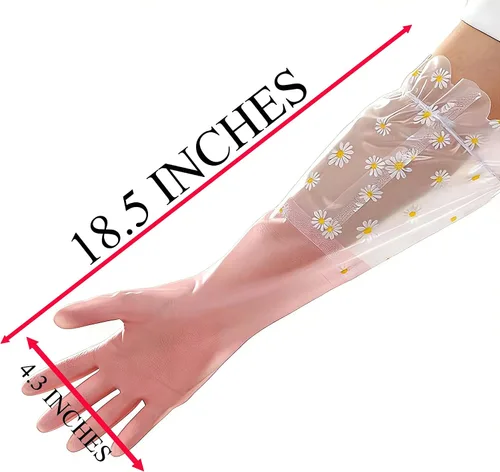 Vista 2 de Dishwashing Cleaning Gloves Waterproof Tear-Resistant Household Rubber Cleaning Gloves with Long Elastic Cuffs