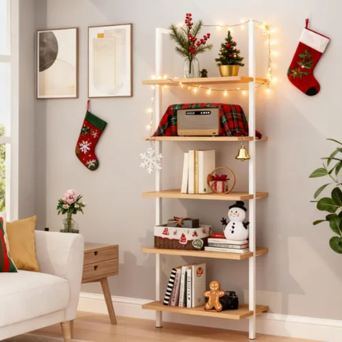 Vista 12 de Karl Home - Estantería de escalera de 5 niveles de nogal oscuro