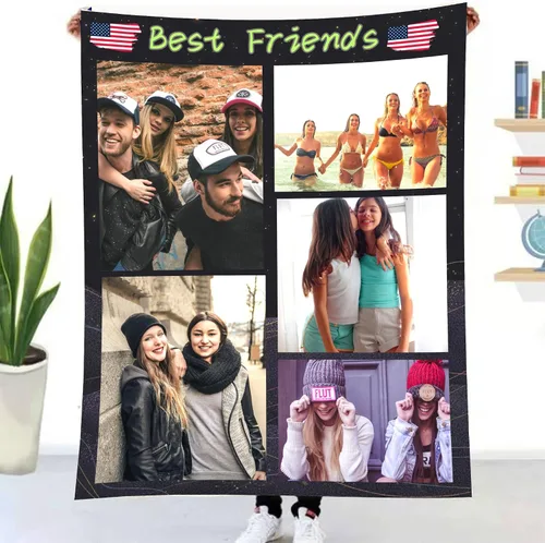 Vista 6 de Manta personalizada con foto y texto personalizado, manta para papá con imágenes de regalo para bebés, amigos, amantes y mascotas, manta