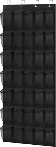 Vista 9 de Organizador de zapatos con 28 bolsillos grandes sobre la puerta, organizador de zapatos colgante para armario, zapatero transparente de alta calidad
