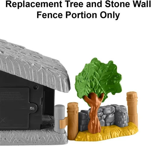 Vista 3 de Pieza de repuesto para juego de pesebre Fisher-Price Little People – HMX70 ~ Porción de valla de pared de árbol y piedra – Se engancha