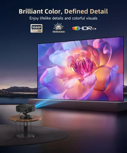 Vista 4 de 1500ANSI Google TV Proyector inteligente, enfoque automático y Keystone, con soporte For Office Presentations, Classroom Teaching, Outdoor Camping