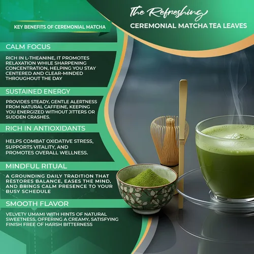 Vista 3 de Golden Herbs Matcha Superior Ceremonial Blend Polvo de té verde de Uji, Kyoto, USDA orgánico, sin gluten, vegano 100% puro sin azúcar, sin aditivos