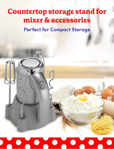 Vista 4 de BETTY CROCKER Batidora de mano de 7 velocidades, 250 W, batidora eléctrica con batidores y ganchos para masa, batidora de mano eléctrica ergonómica