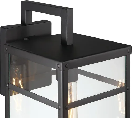 Vista 4 de Blake - Lámpara moderna de metal y cristal transparente para exteriores, color negro